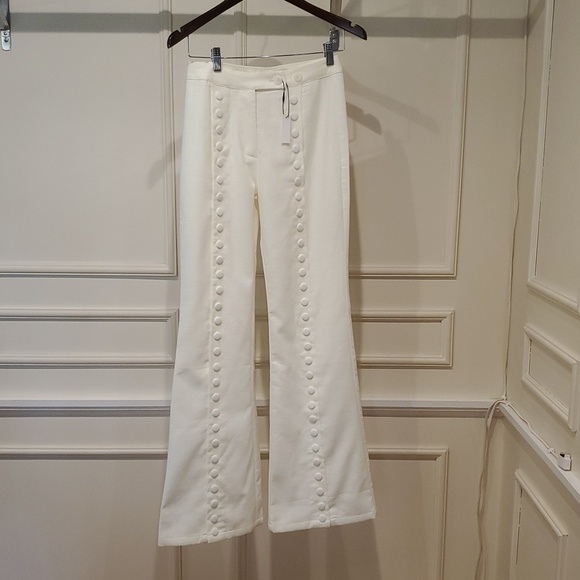 NWT Fabio Linen Mid-rise Snap Wide-leg Trousers By Yellow The Label Size XS - Picture 6 of 12